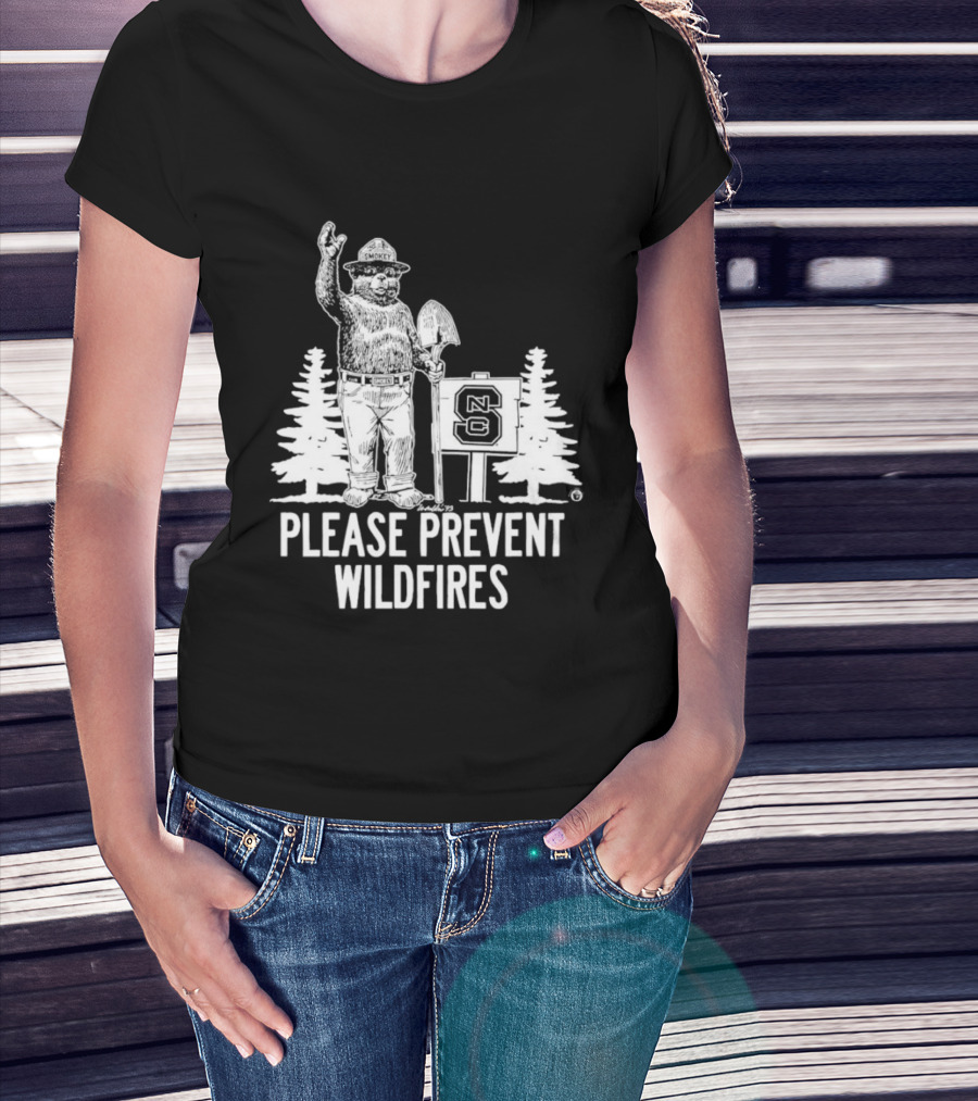 Smokey Bear NC State Collaboration Please Prevent Wildfires T-Shirt