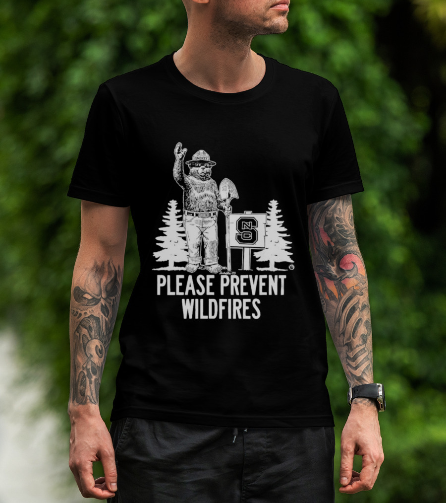Smokey Bear NC State Collaboration Please Prevent Wildfires T-Shirt