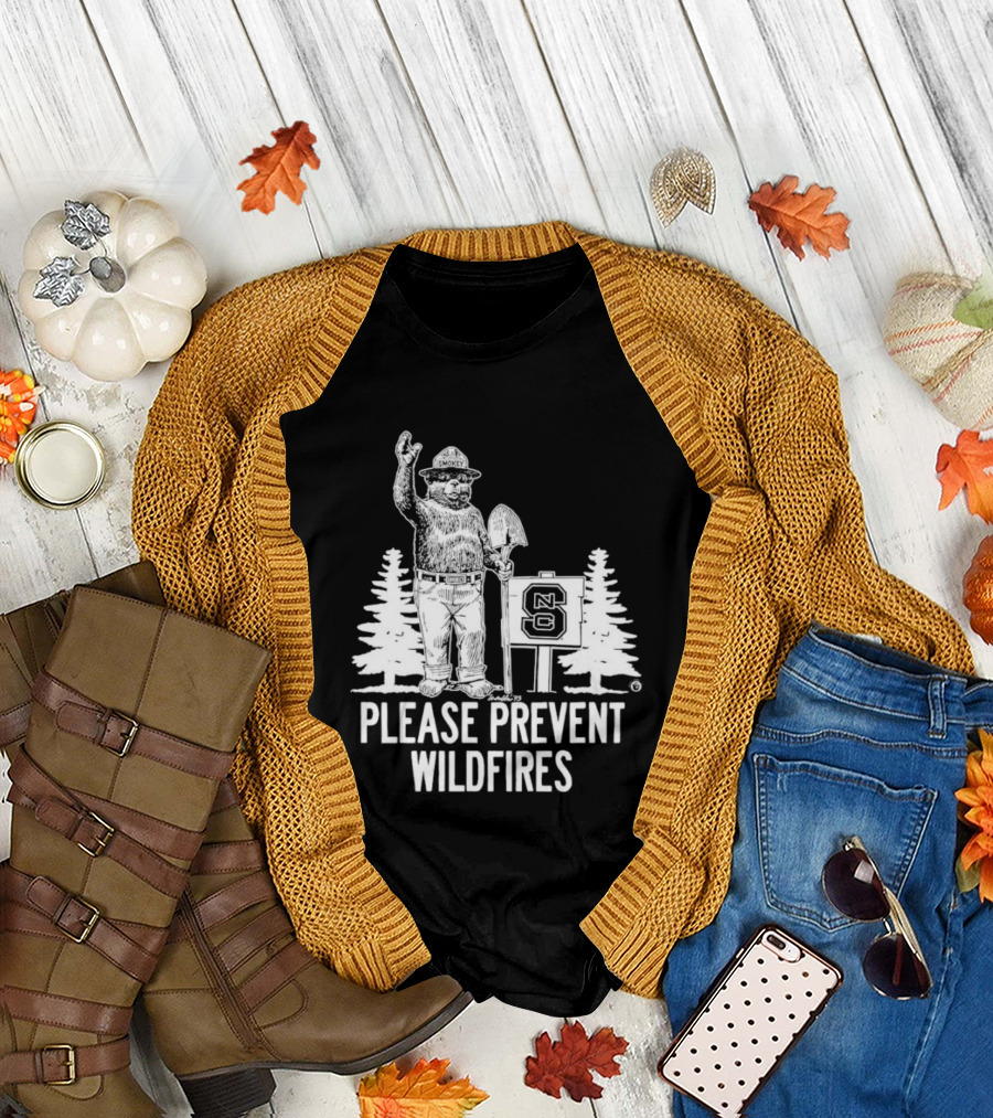 Smokey Bear NC State Collaboration Please Prevent Wildfires T-Shirt