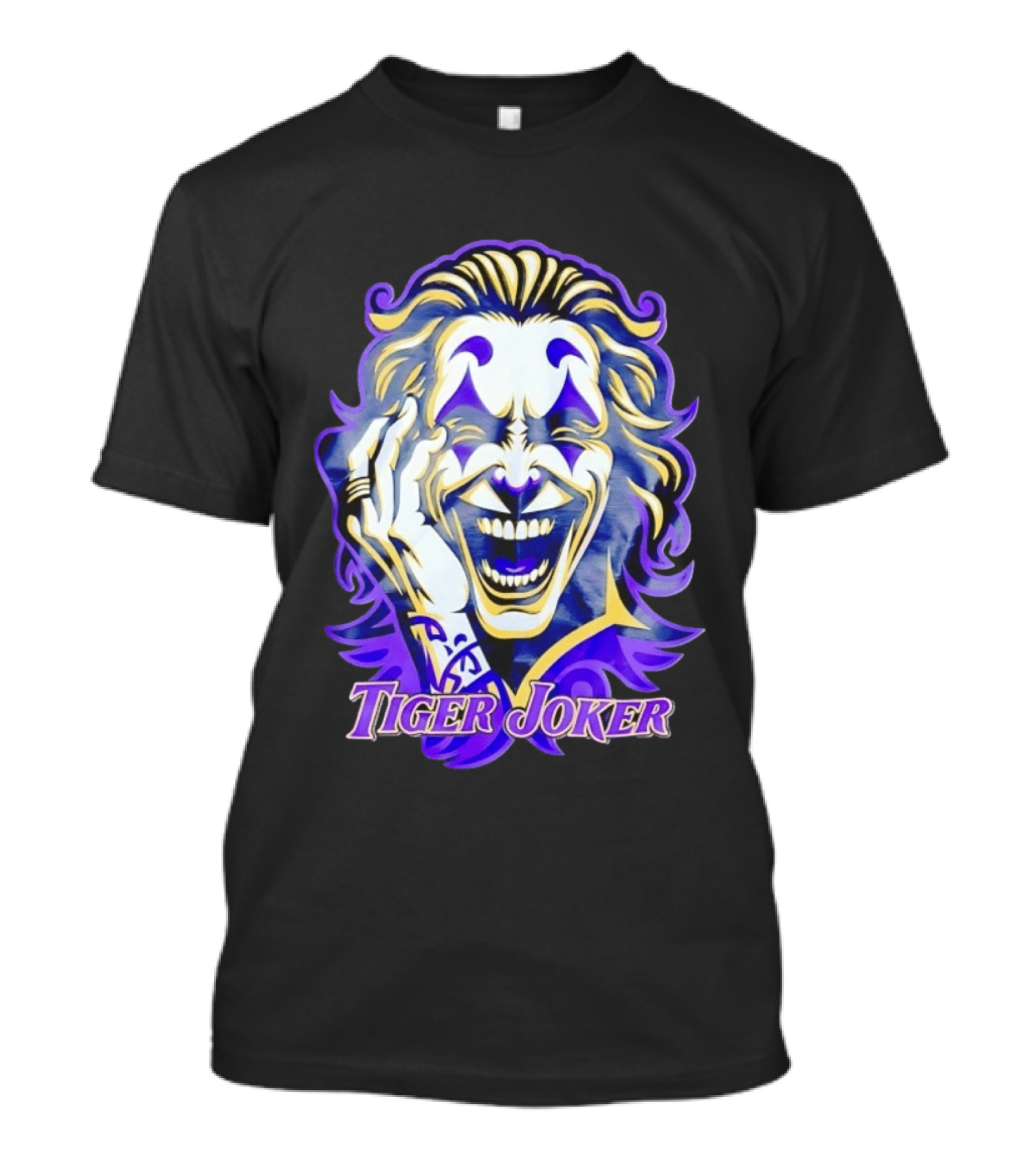 Tiger Joker Mischievous Grin Purple Aura T-Shirt