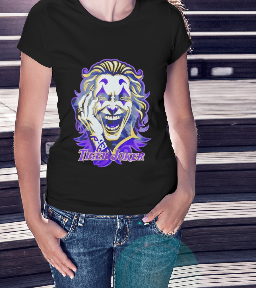 Tiger Joker Mischievous Grin Purple Aura T-Shirt