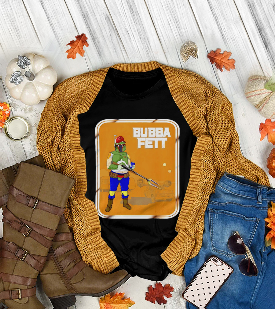 Bubba Fett Cartoon Camper and Spaceship T-Shirt