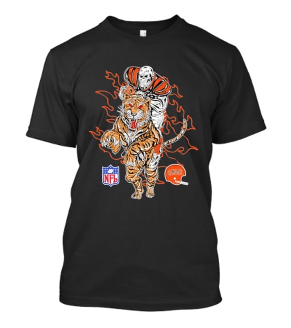 Cincinnati Bengals NFL Tiger Skeleton Rider Warren Lotas Collaboration T-Shirt