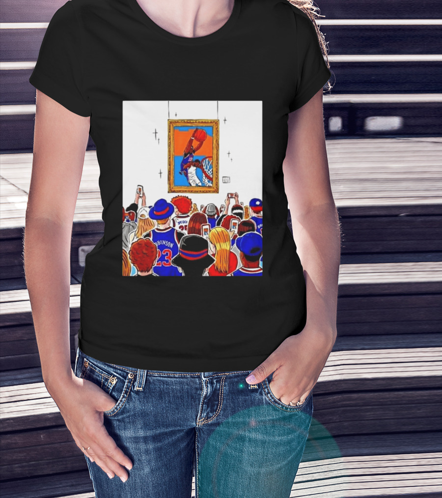 Mitchell Robinson New York Knicks Dunk Over Joel Embiid Crowd T-Shirt
