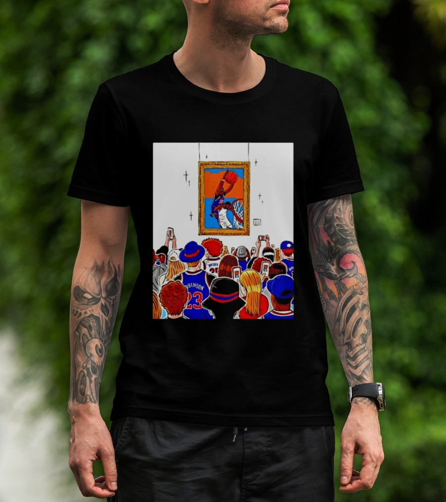 Mitchell Robinson New York Knicks Dunk Over Joel Embiid Crowd T-Shirt