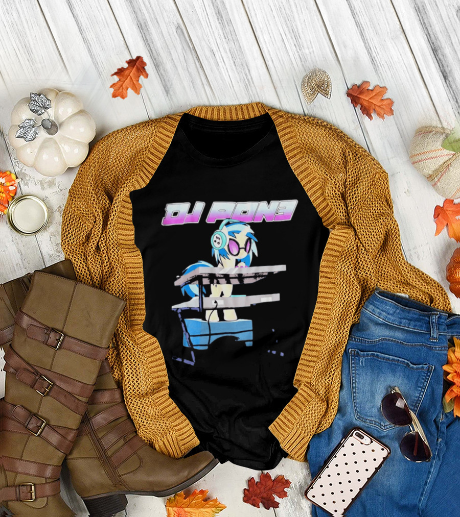 DJ Pon3 My Little Pony Character with Headphones and Turntable T-Shirt