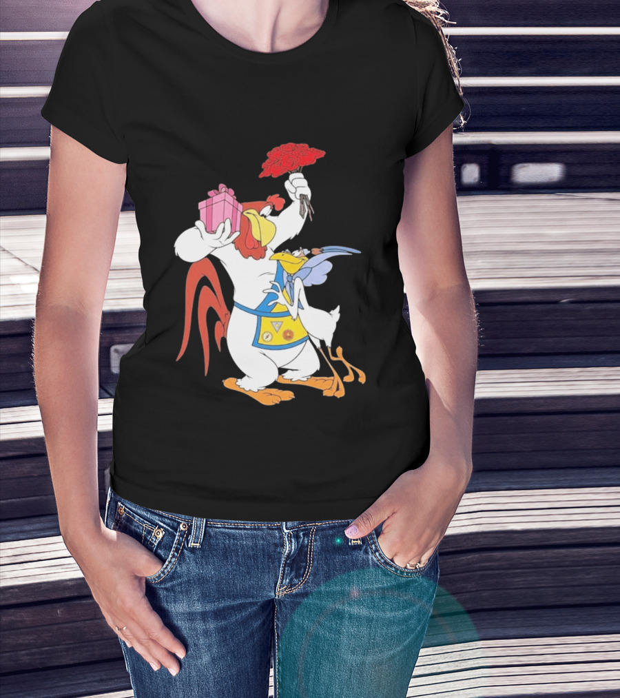 Foghorn Leghorn Miss Prissy Holding Roses And Gift Valentine Looney Tunes T-Shirt