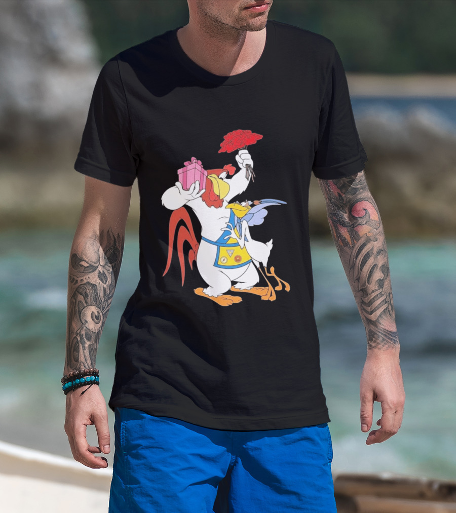 Foghorn Leghorn Miss Prissy Holding Roses And Gift Valentine Looney Tunes T-Shirt