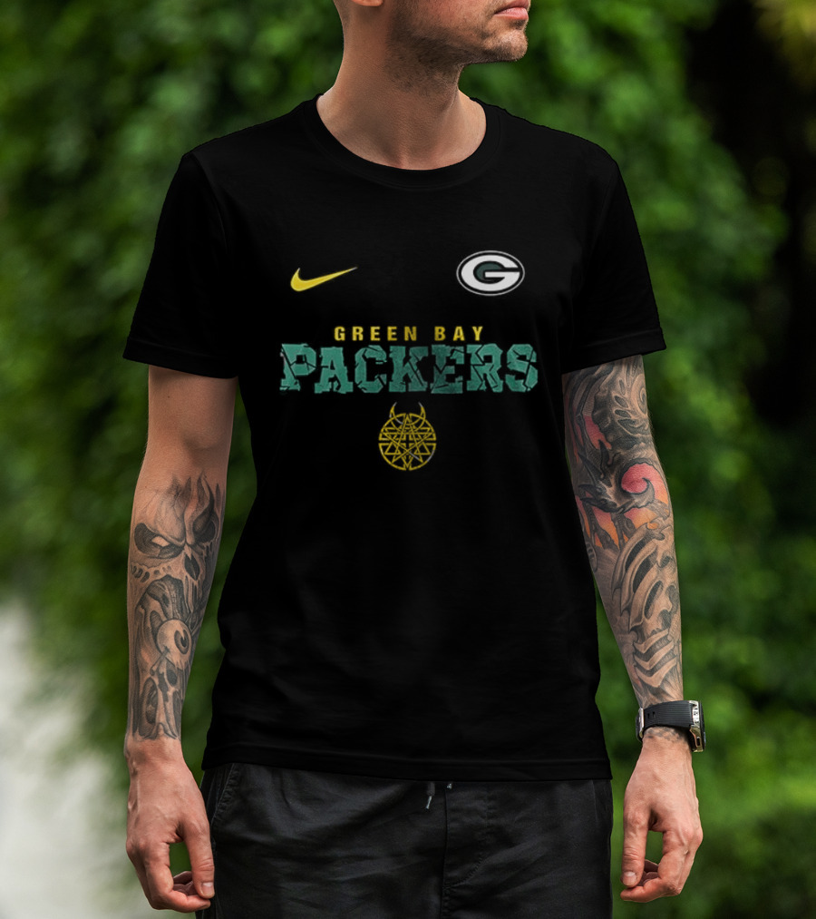 Nike Green Bay Packers Disturbed Down With The Sickness Collaboration T-Shirt