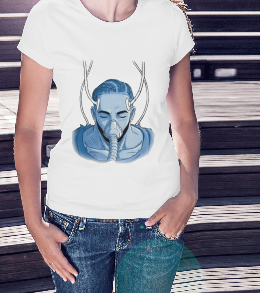 Reaven Leggenda Futuristic Masked Figure With Antlers T-Shirt