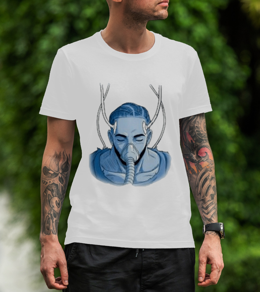 Reaven Leggenda Futuristic Masked Figure With Antlers T-Shirt