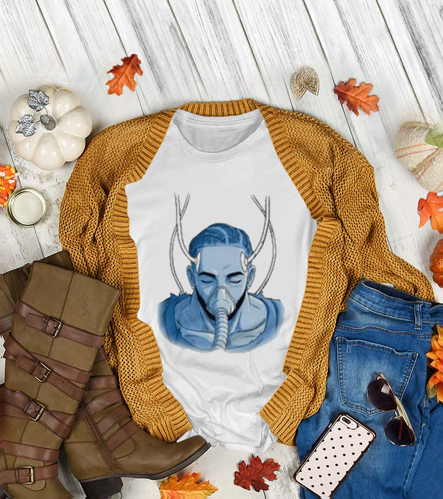 Reaven Leggenda Futuristic Masked Figure with Antlers T-Shirt