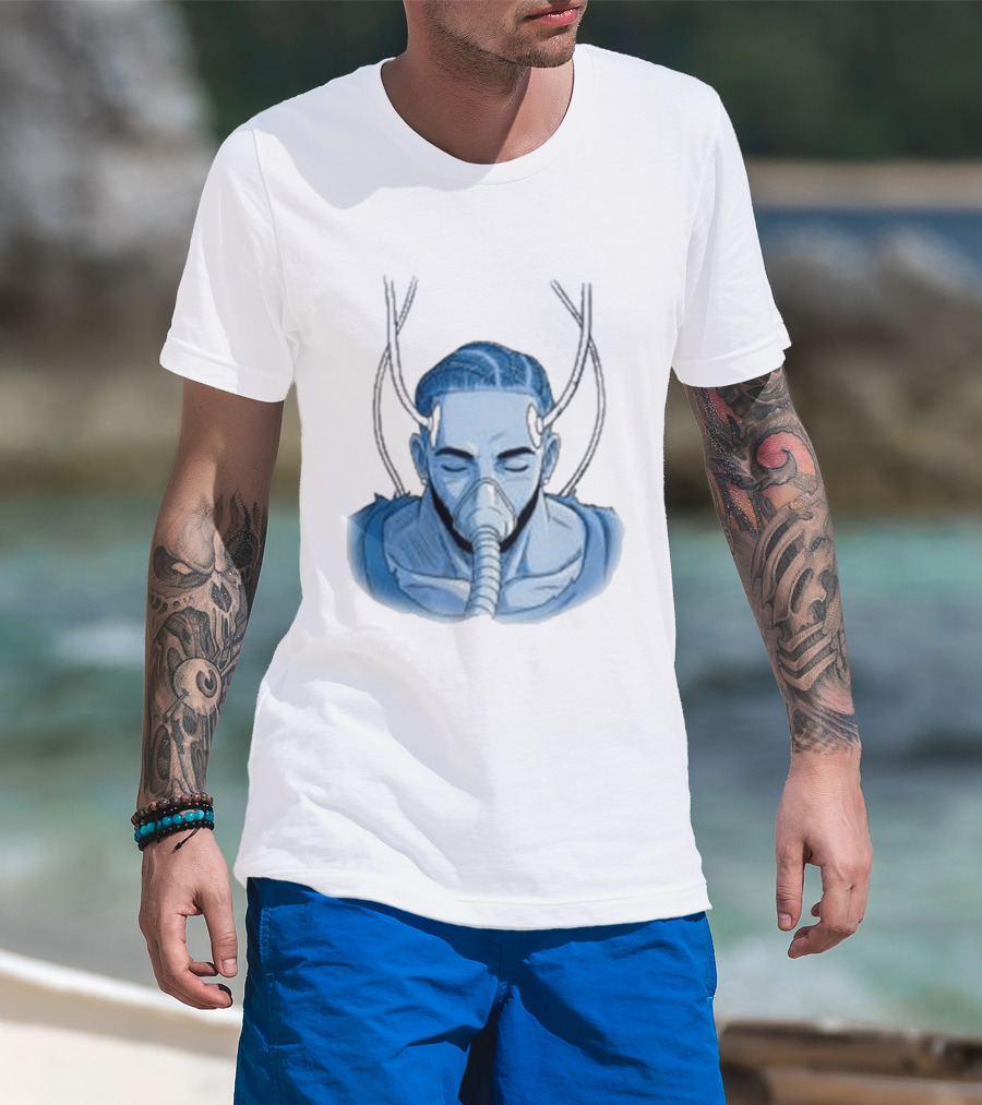 Reaven Leggenda Futuristic Masked Figure With Antlers T-Shirt