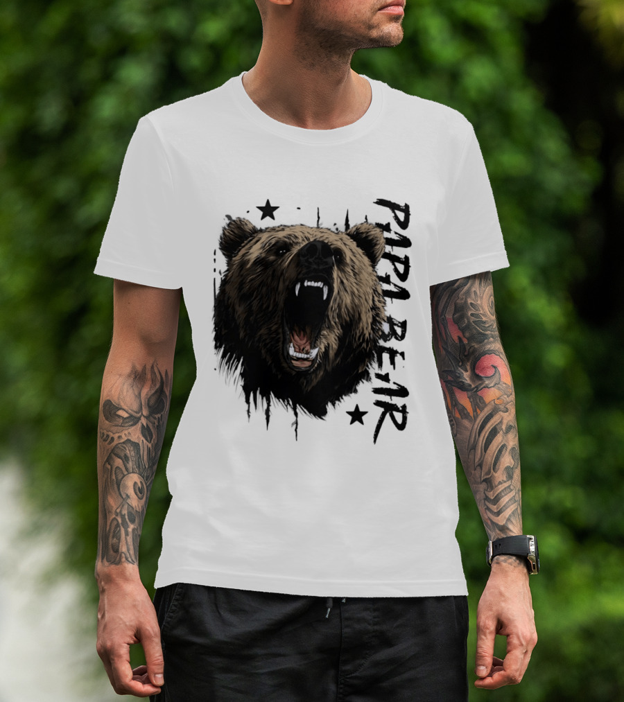 Roaring Grizzly Bear Papa Bear Fierce Wildlife Expression T-Shirt