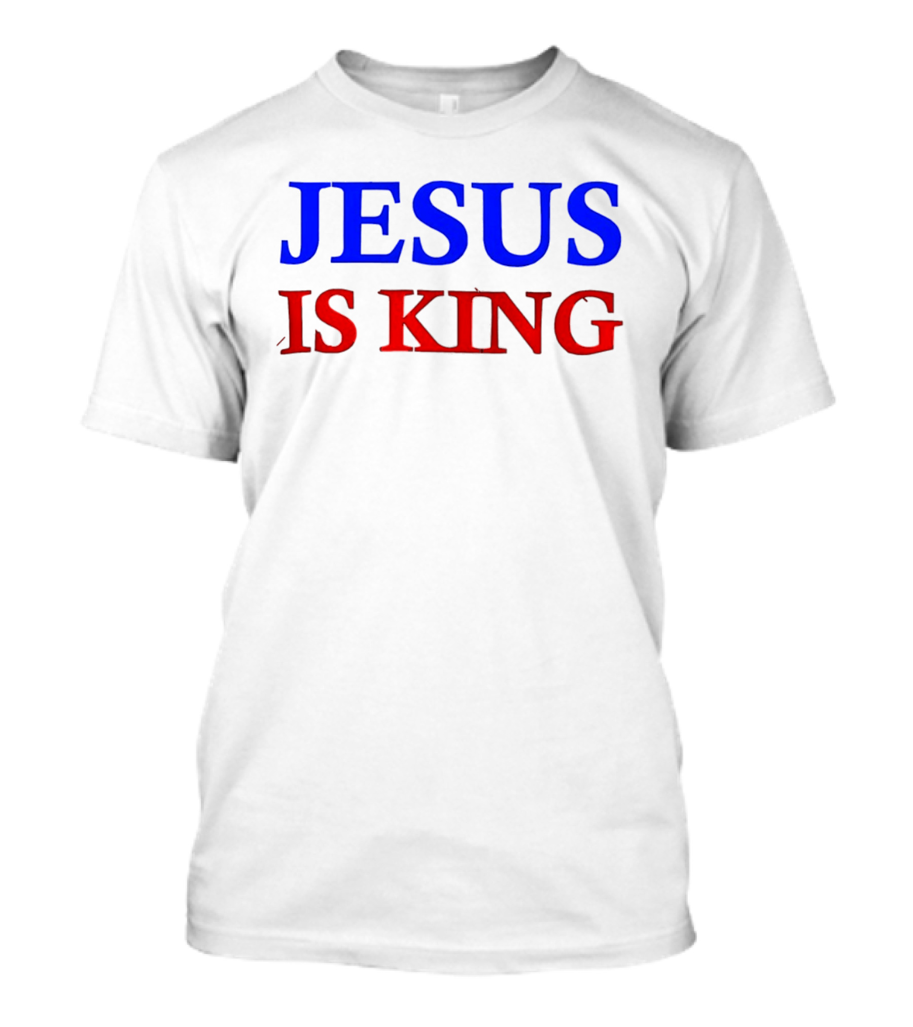 Russell Wilson Jesus Is King Bold Text Blue Red Christian T-Shirt