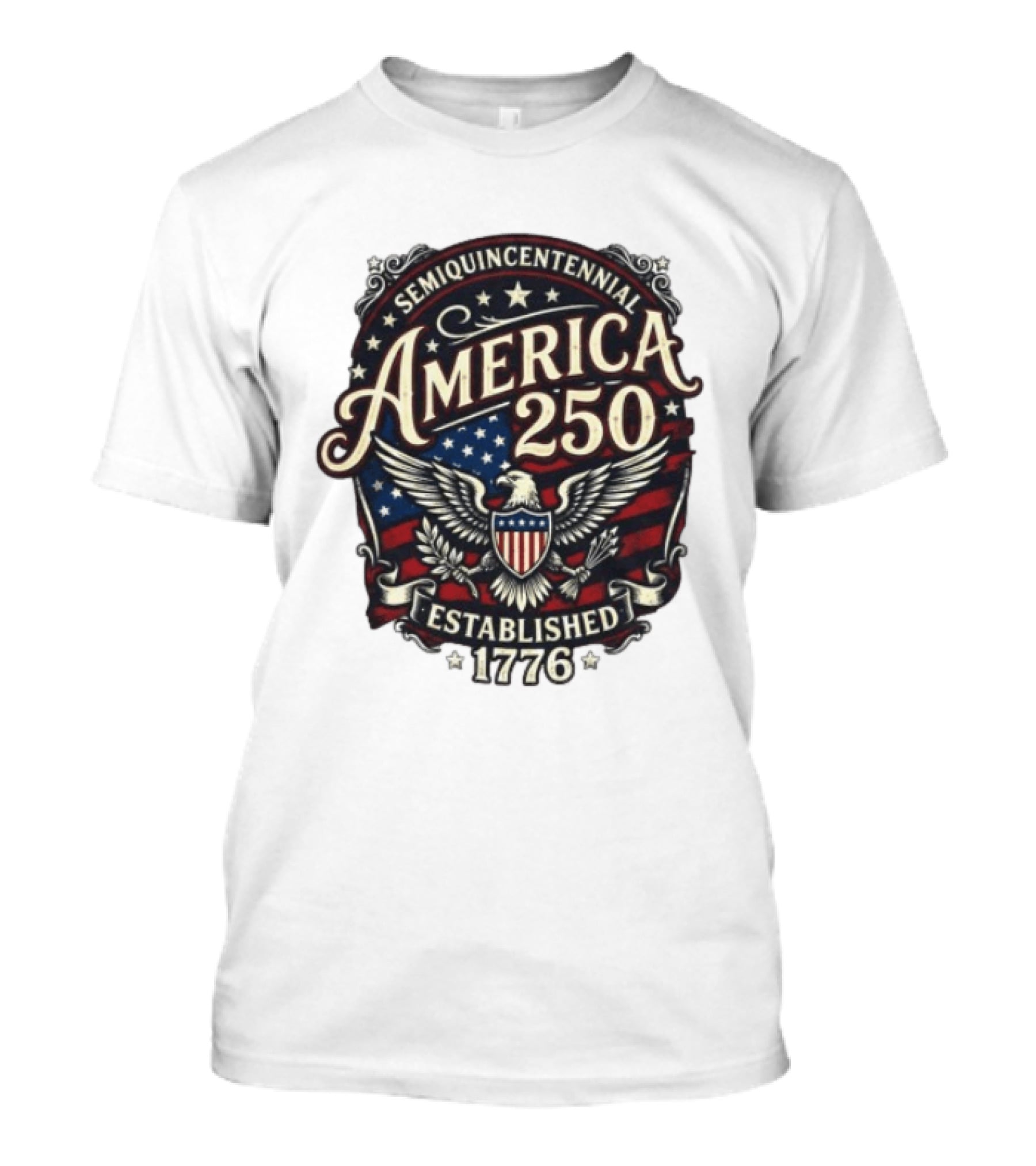 Semiquincentennial America 250 Eagle Crest Established 1776 Stars And Stripes T-Shirt