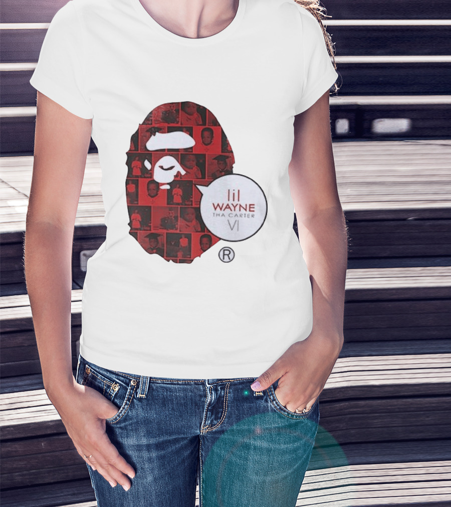 Lil Wayne Tha Carter VI BAPE Collaboration Red Photo Collage T-Shirt