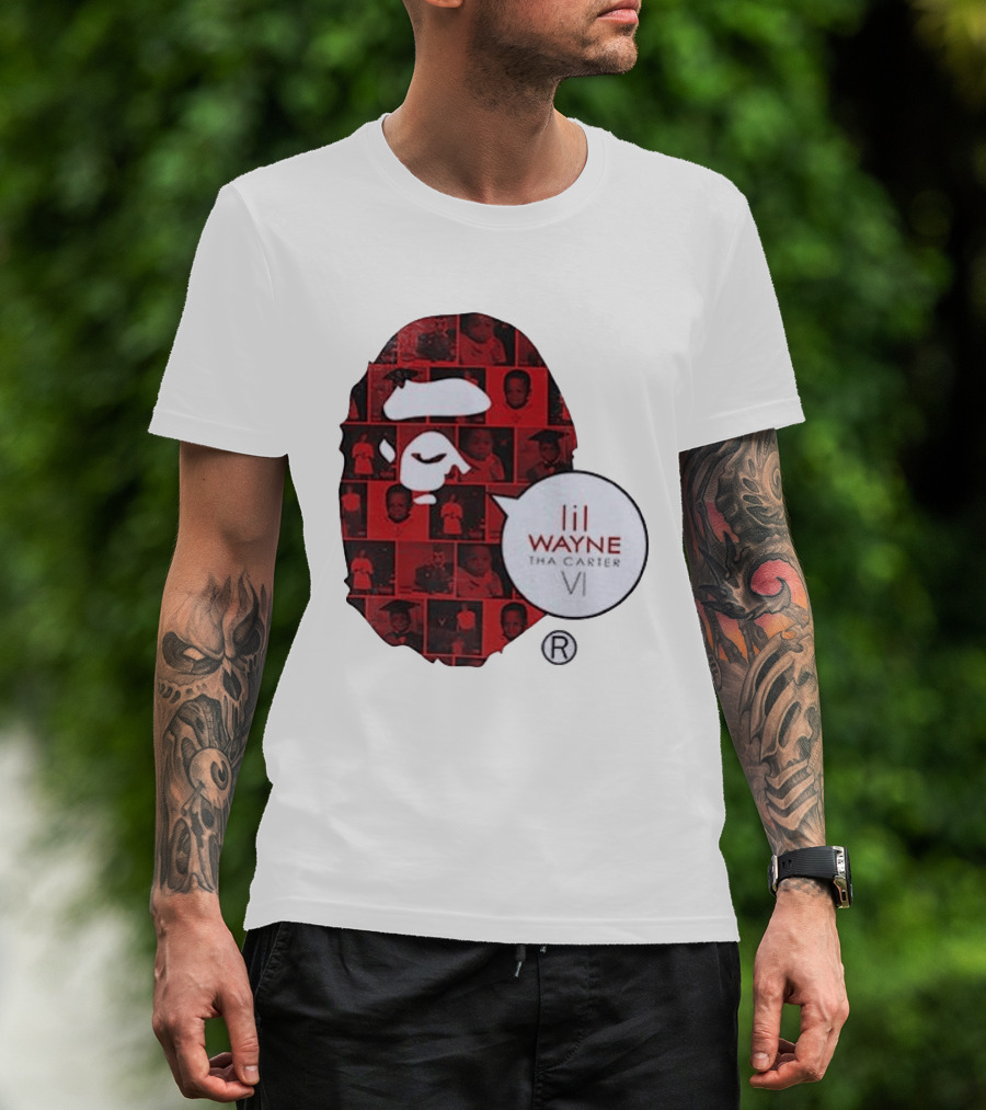 Lil Wayne Tha Carter VI BAPE Collaboration Red Photo Collage T-Shirt