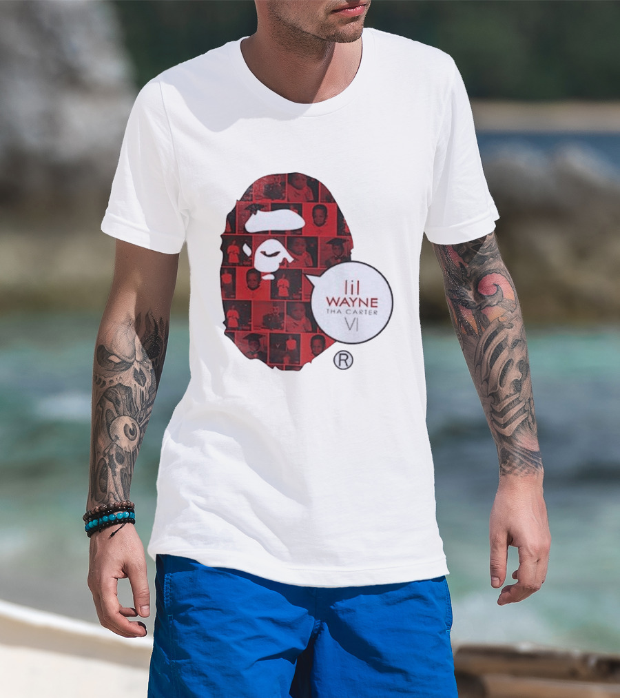 Lil Wayne Tha Carter VI BAPE Collaboration Red Photo Collage T-Shirt