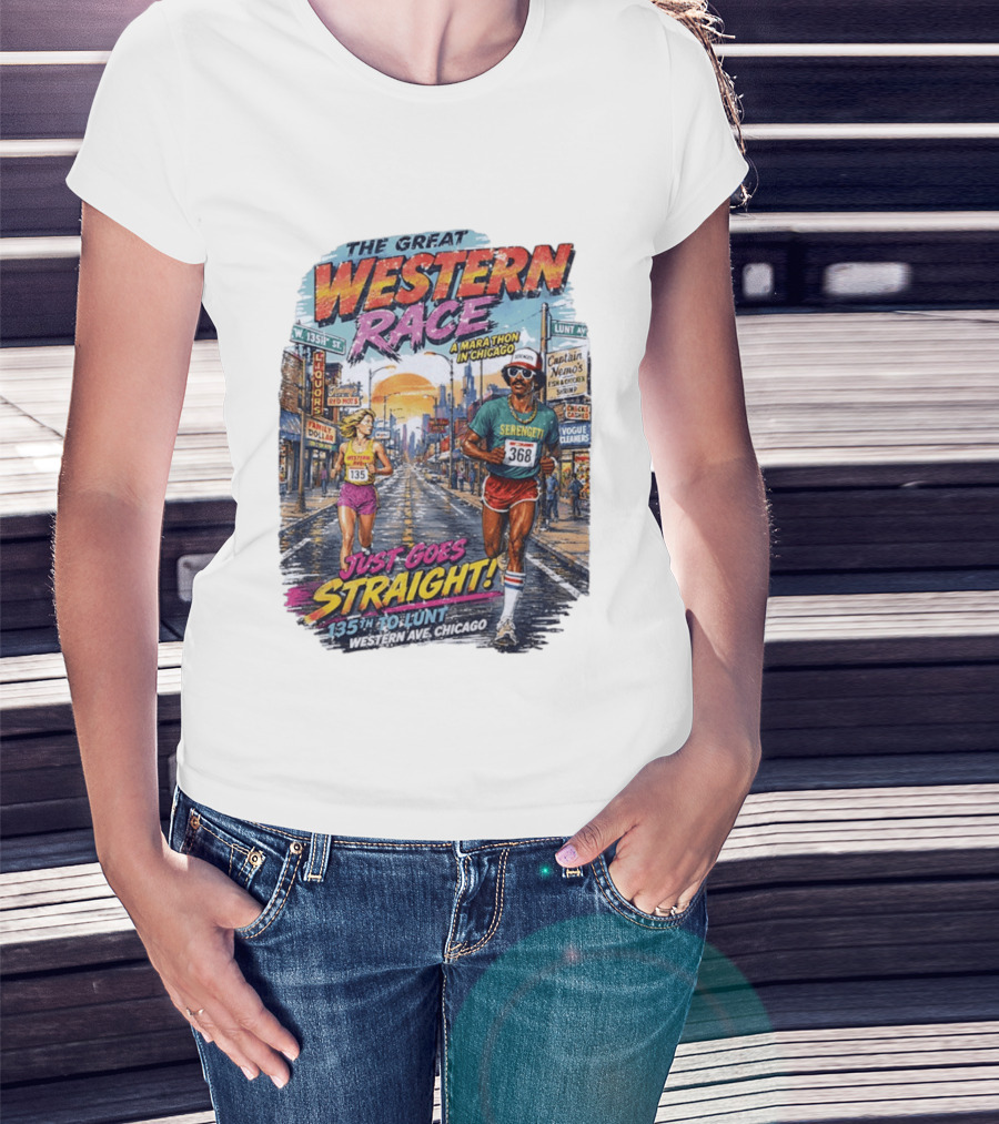 The Great Western Race Marathon Chicago 135th To Lunt Western Ave T-Shirt