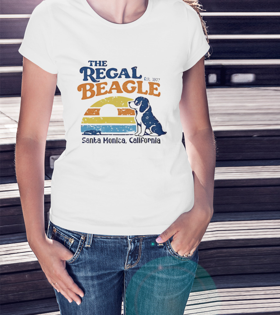 The Regal Beagle Santa Monica California Est 1977 Sunset Dog T-Shirt