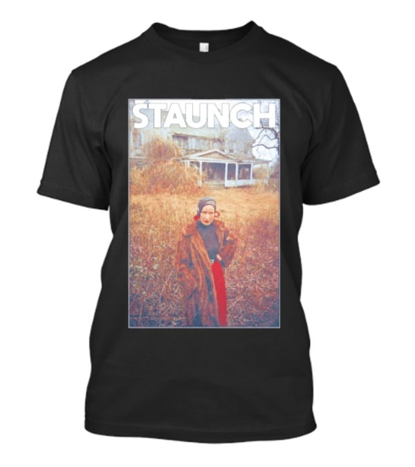 STAUNCH Vintage Fur Coat Homestead Scene T-Shirt