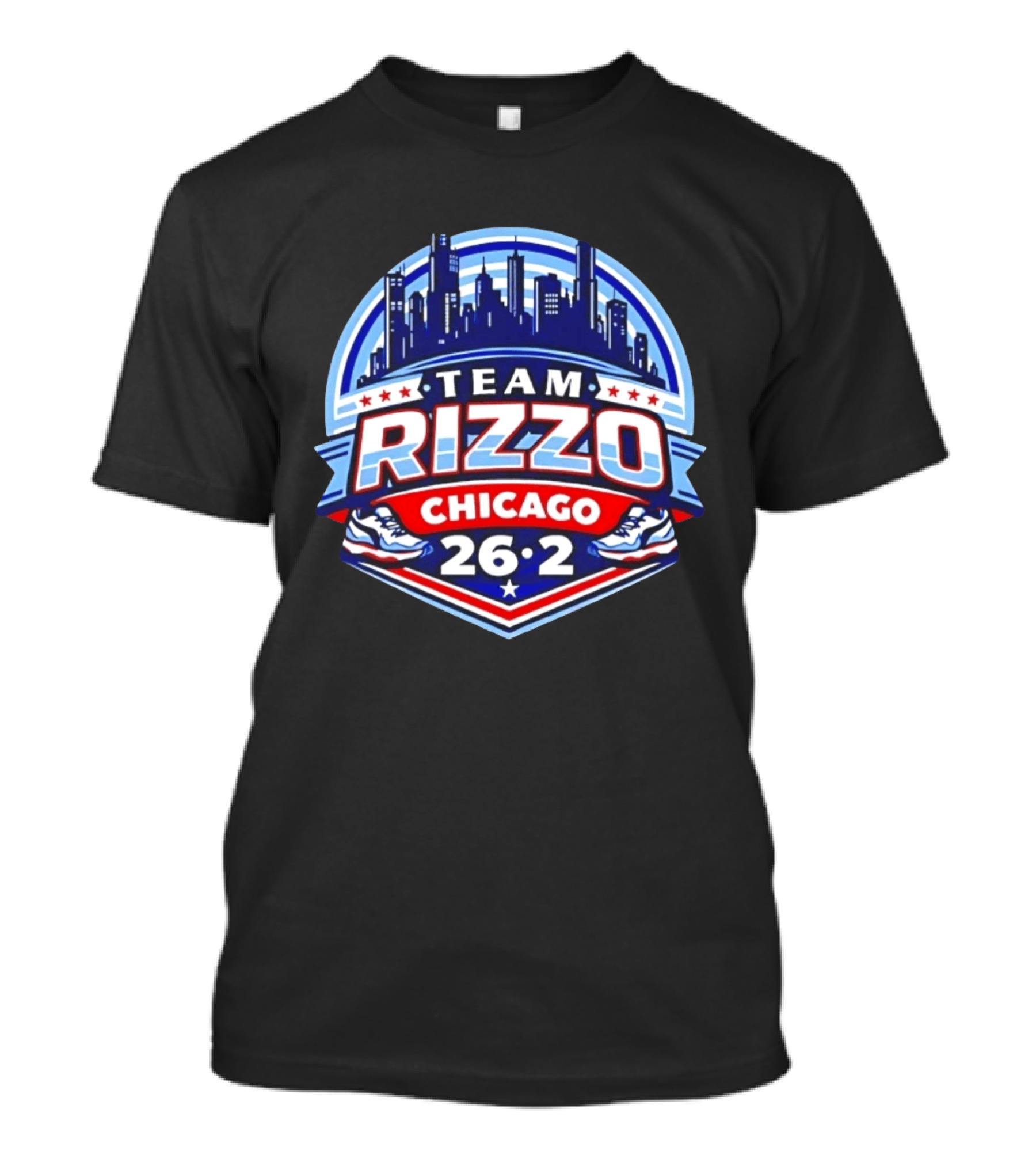 Team Rizzo Chicago Marathon 26.2 Skyline Sneakers Stars T-Shirt
