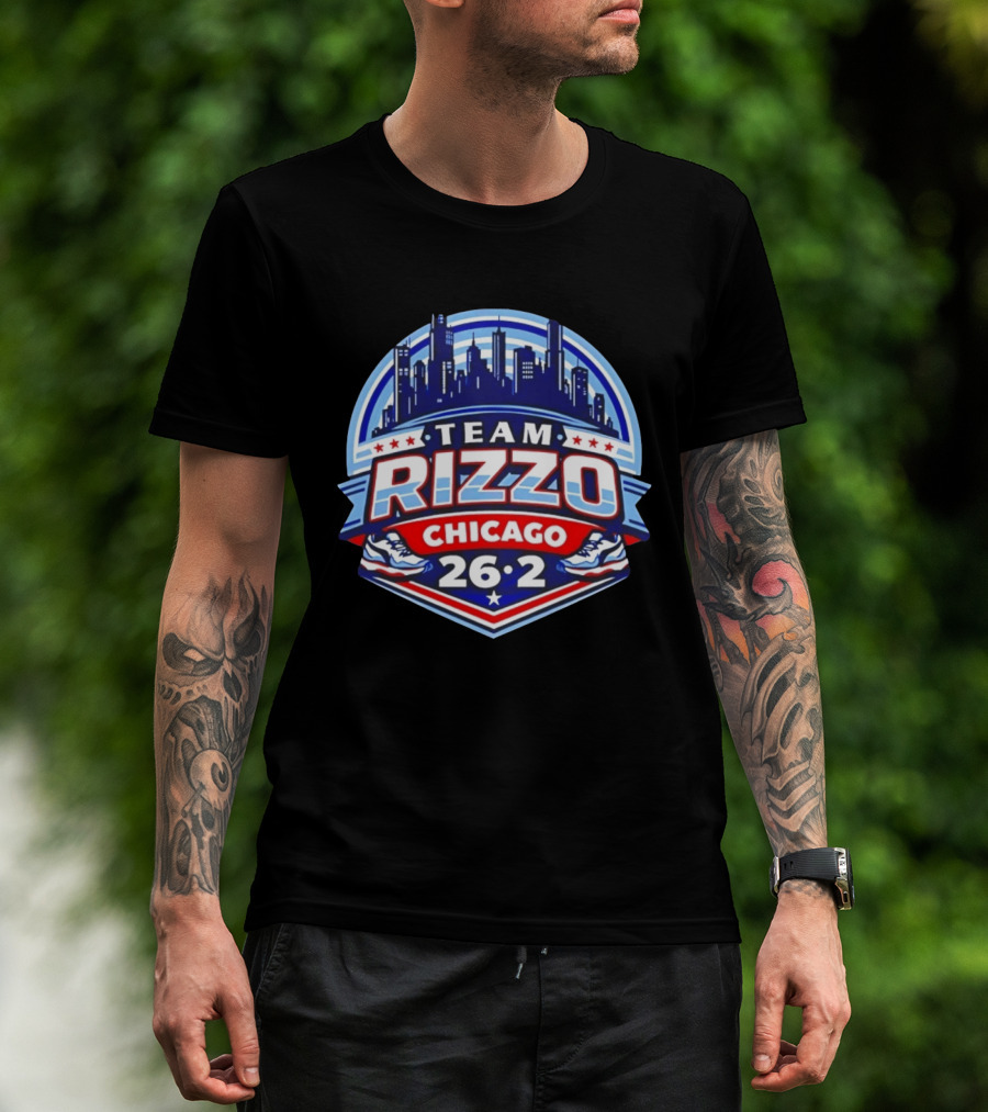 Team Rizzo Chicago Marathon 26.2 Skyline Sneakers Stars T-Shirt