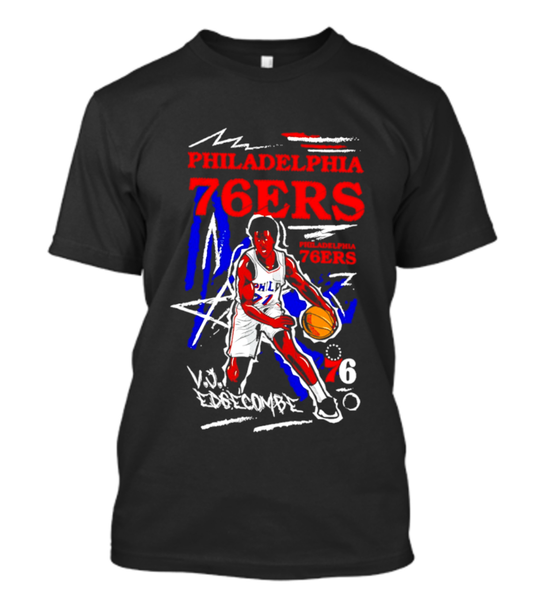 Philadelphia 76ers VJ Edgecombe Chalked Up Player Name Number 6 T-Shirt