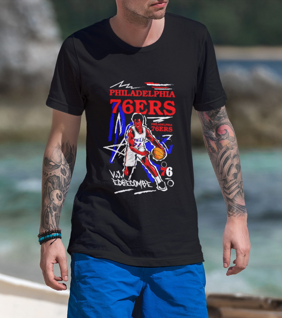 Philadelphia 76ers VJ Edgecombe Chalked Up Player Name Number 6 T-Shirt