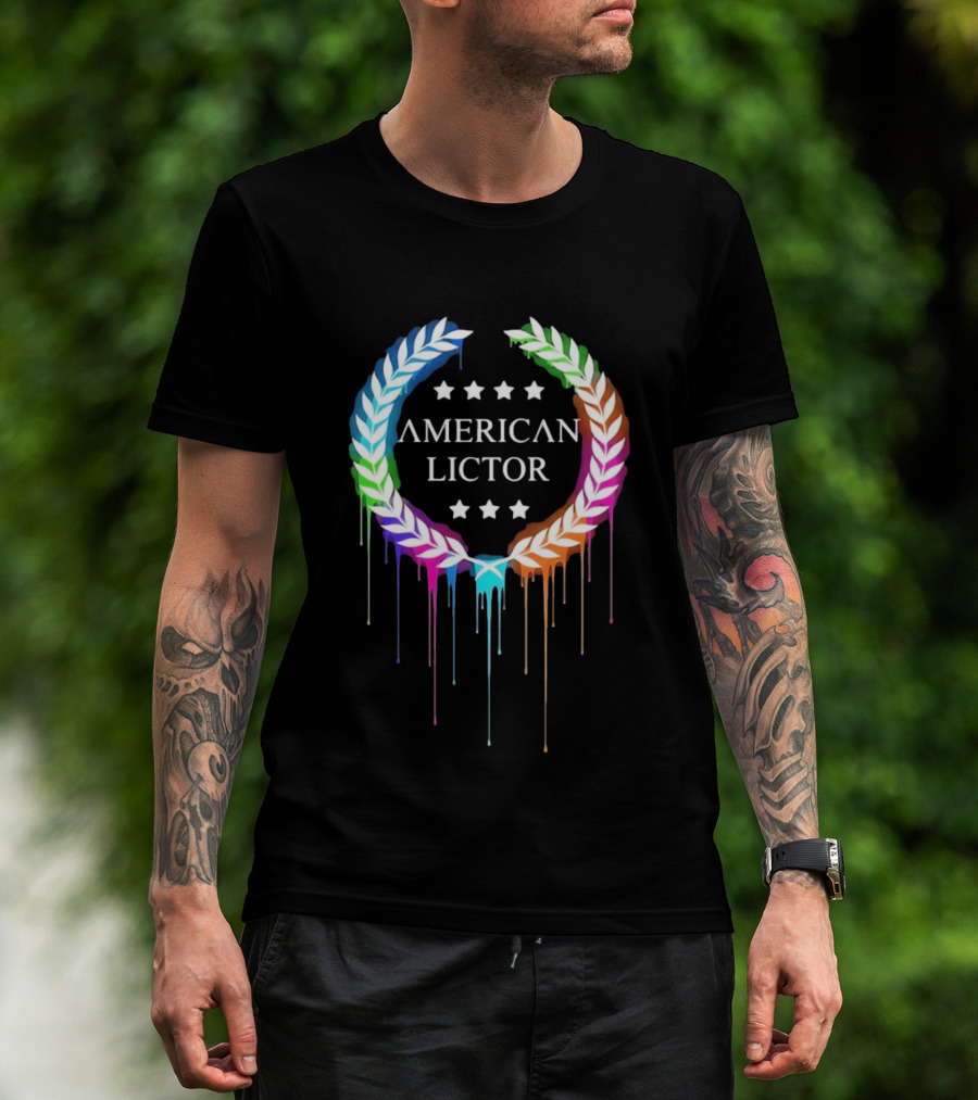 American Lictor Rainbow Laurel Wreath Stars T-Shirt