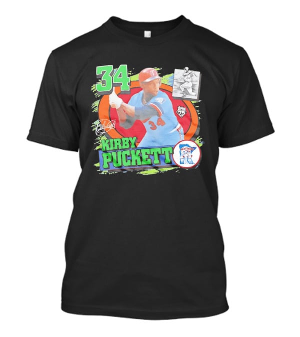 Kirby Puckett Number 34 Minnesota Twins Topps 75 Collection Vintage Baseball Card T-Shirt