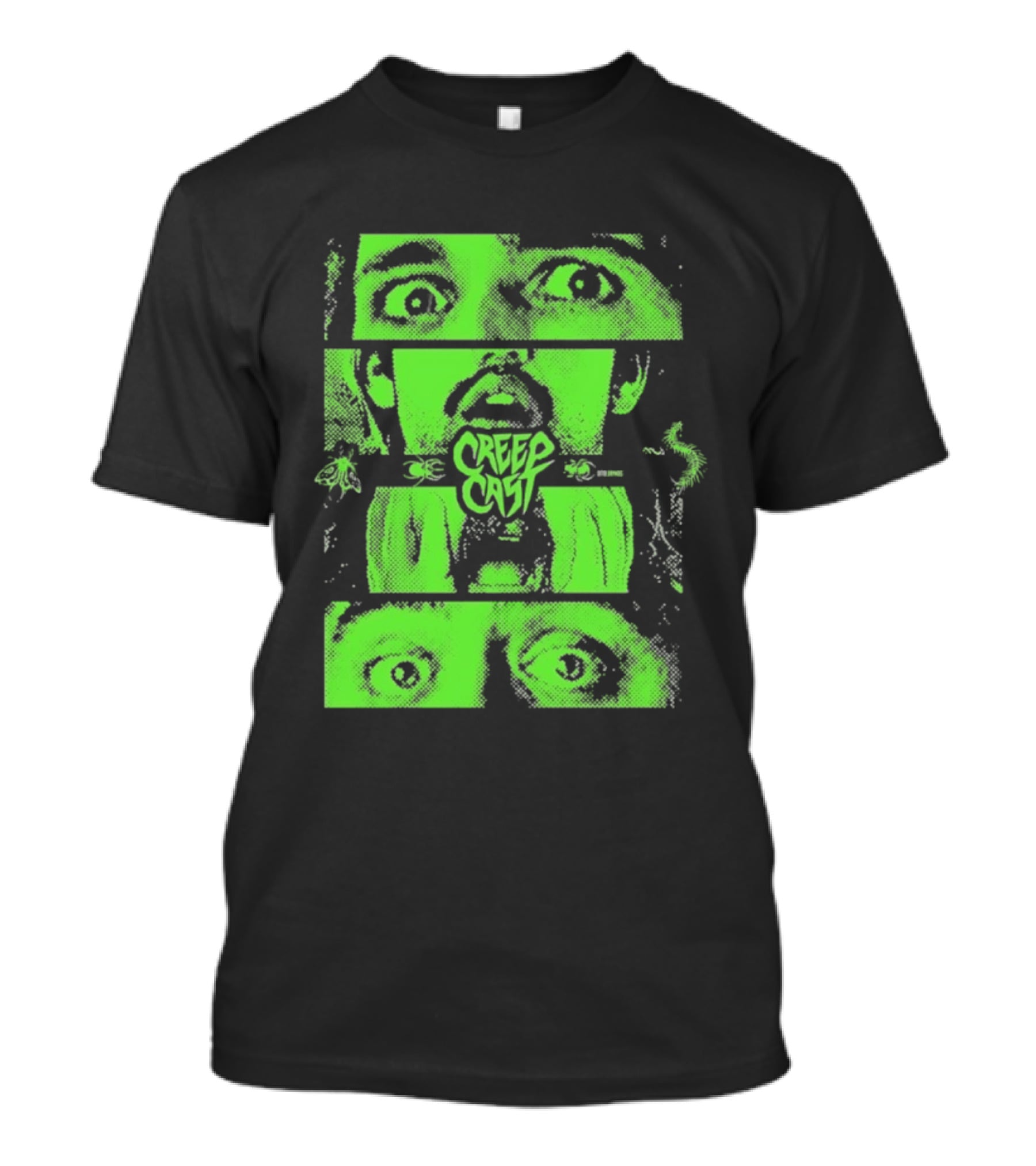 CreepCast Horror Retro Comic Green Face T-Shirt