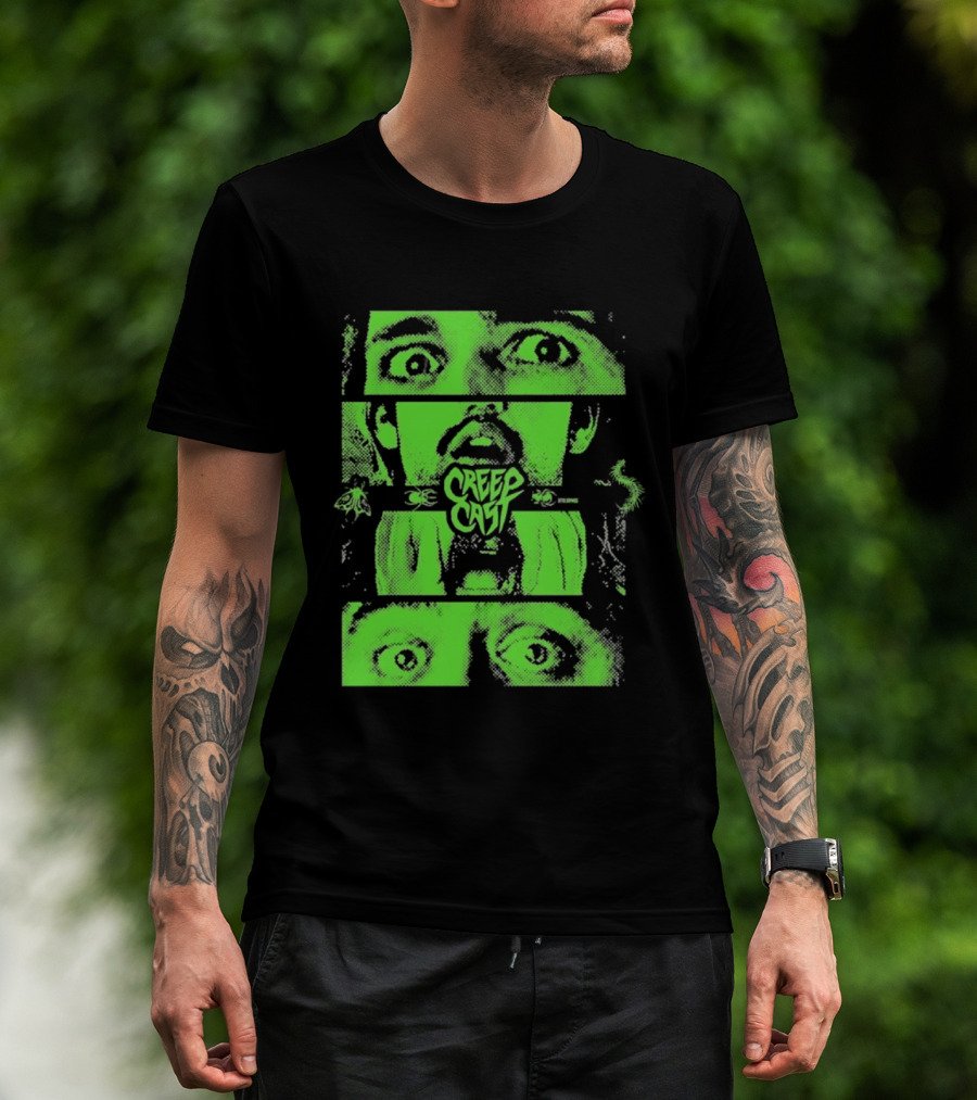 CreepCast Horror Retro Comic Green Face T-Shirt