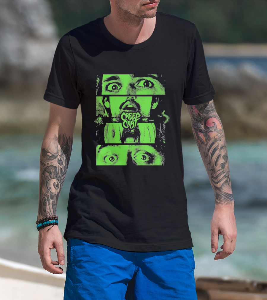 CreepCast Horror Retro Comic Green Face T-Shirt