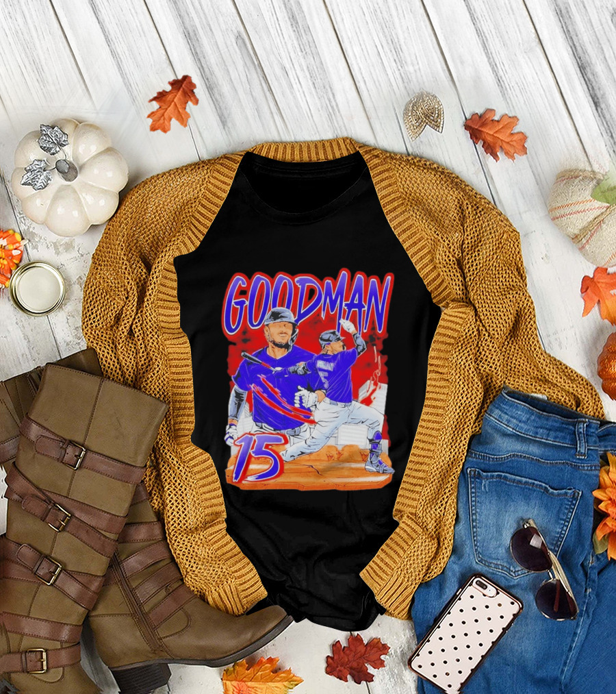 Goodman Baseball Action and Number 15 Illustration Euphoria Rise T-Shirt