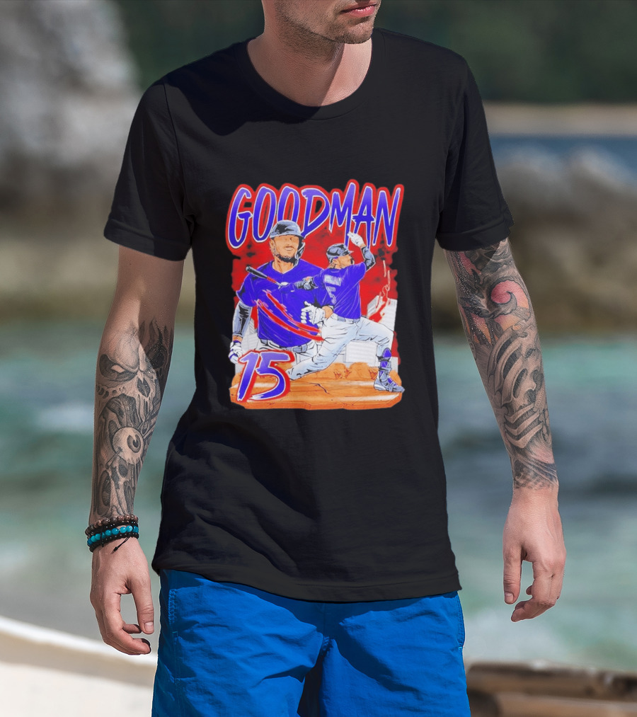 Goodman Baseball Action And Number 15 Illustration Euphoria Rise T-Shirt