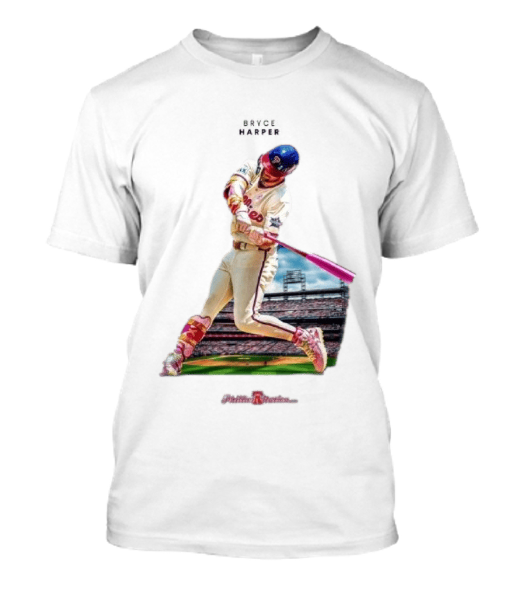 Bryce Harper Philadelphia Phillies Baseball Action Stadium Scene T-Shirt