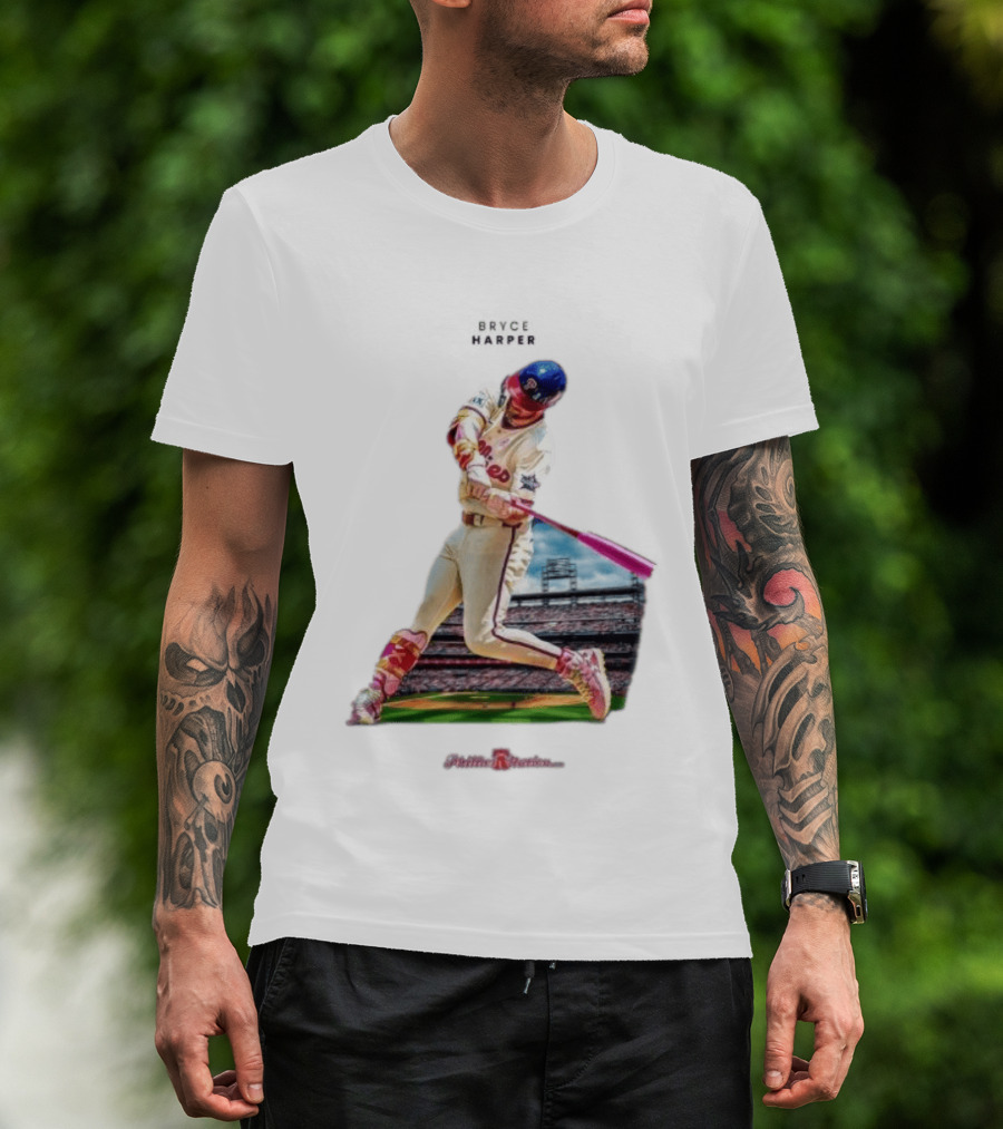 Bryce Harper Philadelphia Phillies Baseball Action Stadium Scene T-Shirt