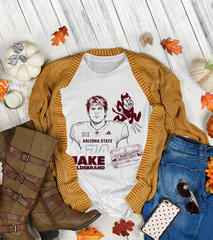 Jake Hildebrand Arizona State Sun Devils Football 74 Hometown Hero Golden Ticket T-Shirt