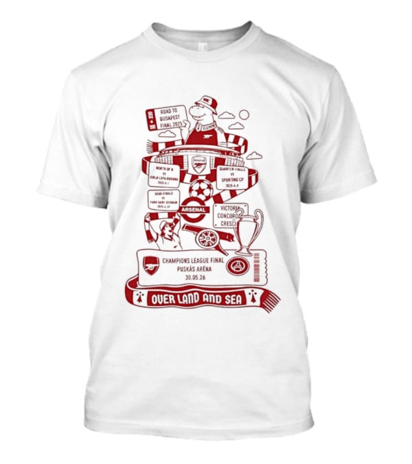 Puskás Aréna League Final Over Land And Sea Iconic Football T-Shirt