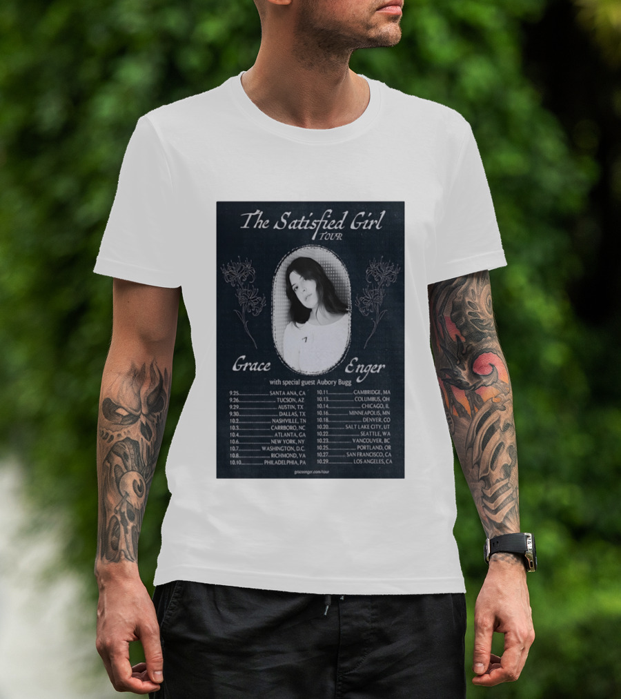 Grace Enger The Satisfied Girl Tour 2023 Cities And Dates Featuring Aubory Bugg T-Shirt