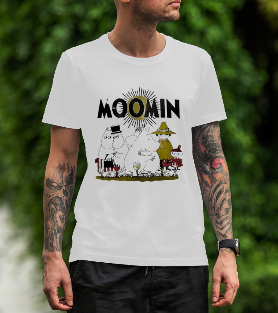 Moomin Family In Sunshine Cartoon Gathering T-Shirt