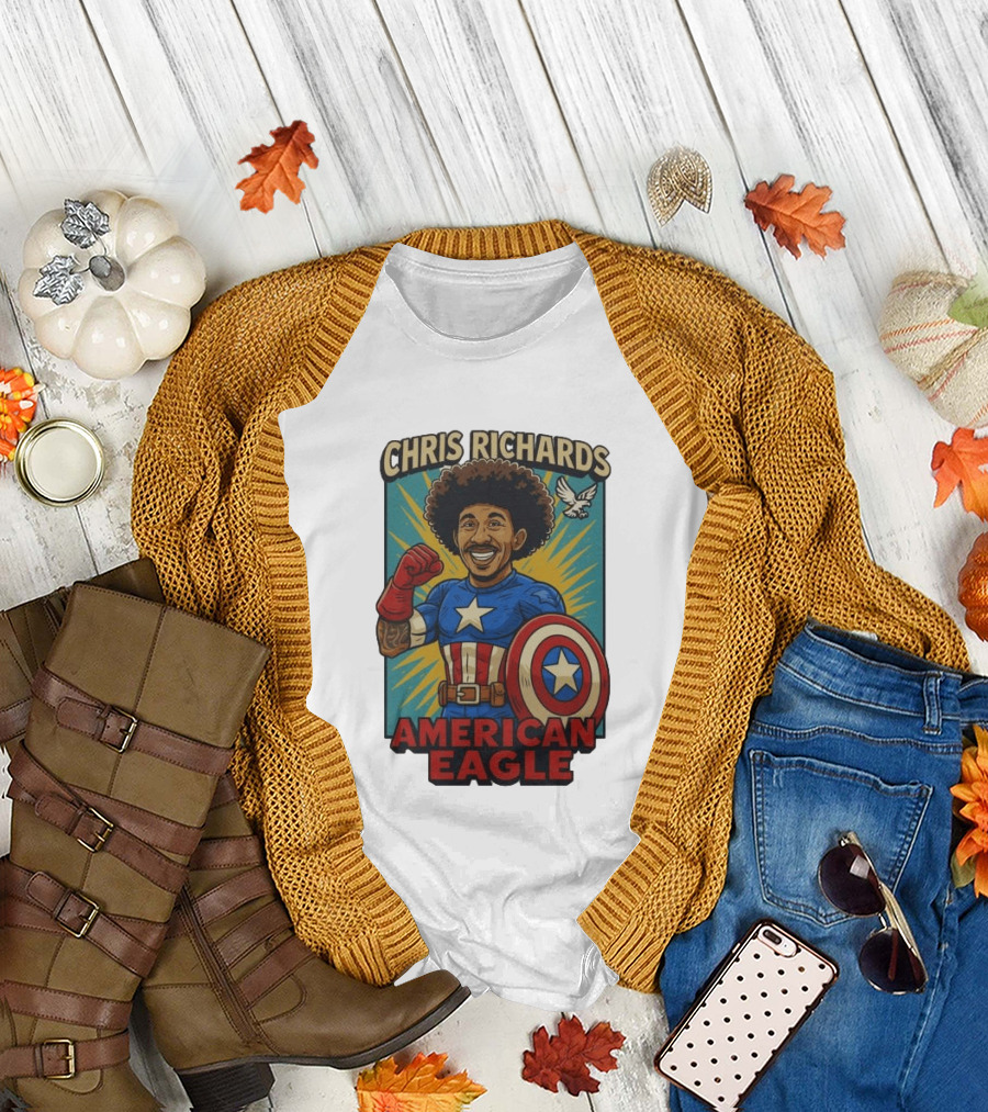 Chris Richards American Eagle Captain Star Shield Superhero T-Shirt