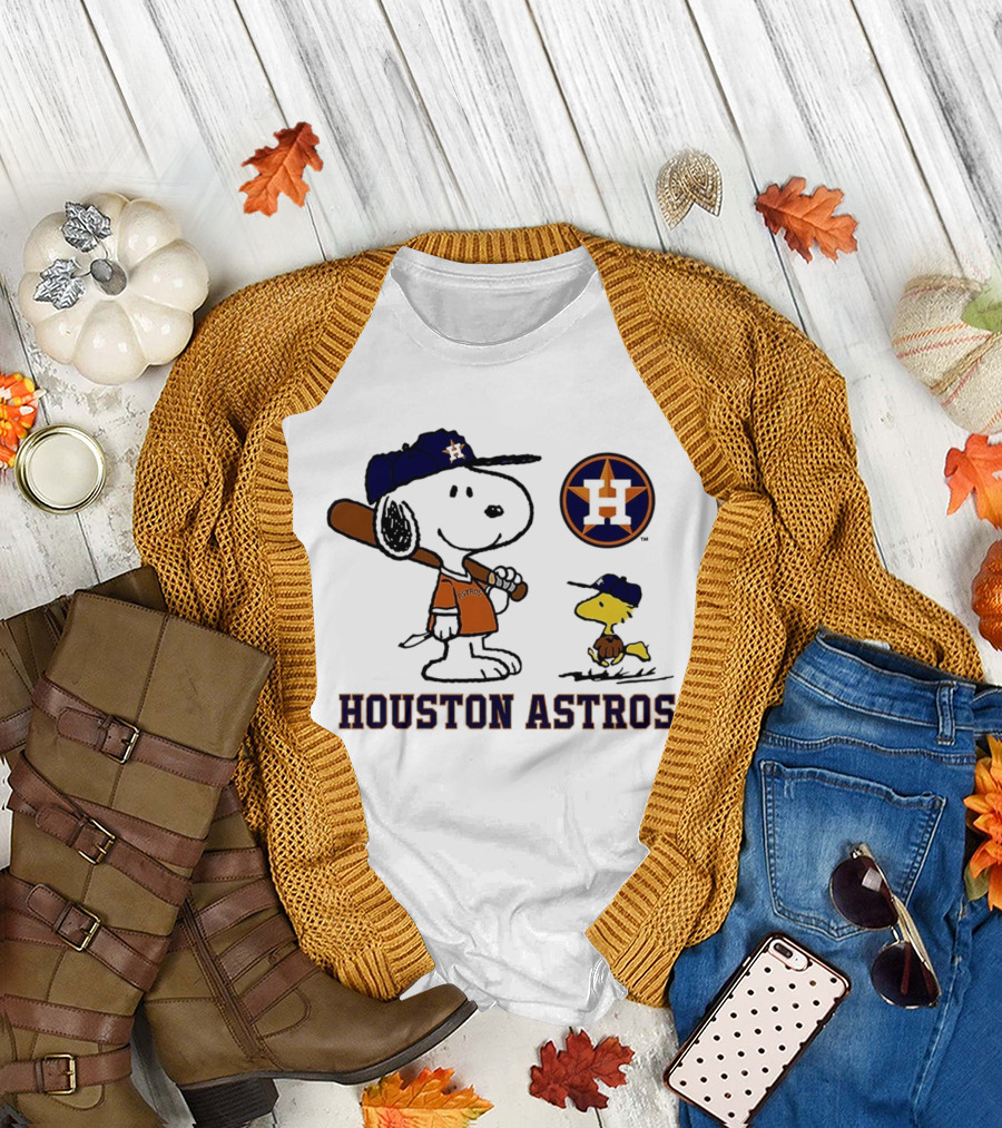 Snoopy Woodstock Houston Astros Baseball Peanuts 2025 T-Shirt