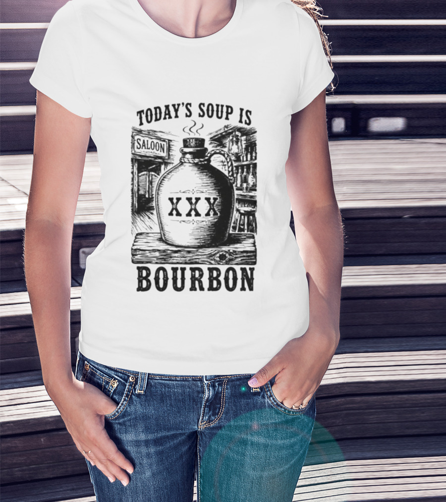 Today's Soup Is Saloon XXX Bourbon Vintage Western Barrel T-Shirt