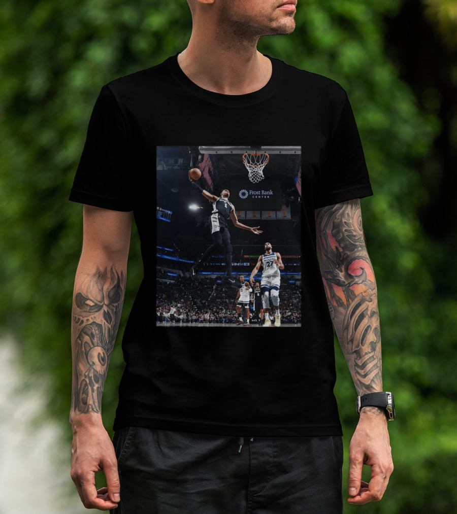 Victor Wembanyama Dunk Spurs Vs Timberwolves Frost Bank Center T-Shirt