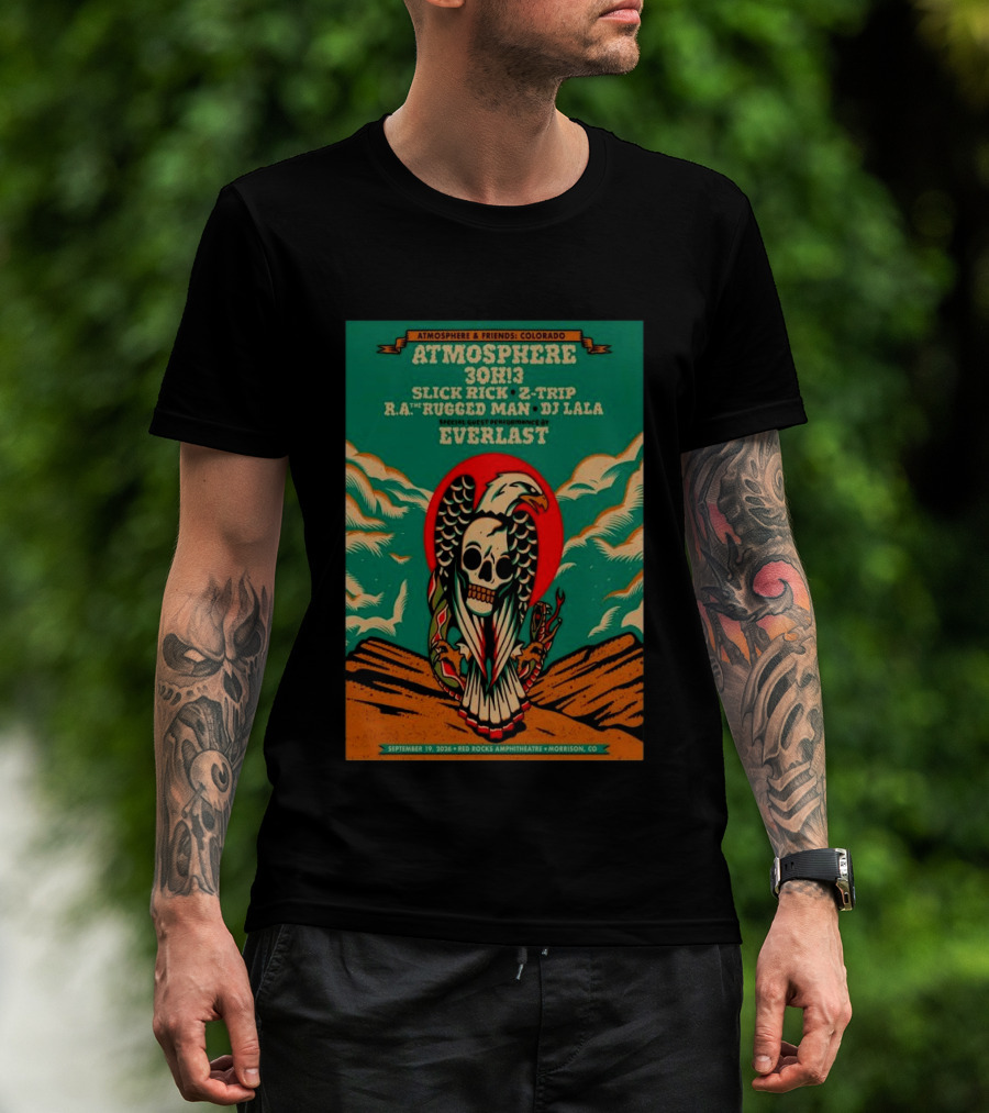 Atmosphere Friends Colorado 2026 Red Rocks Amphitheatre Morrison Concert Slick Rick Everlast 30h13 T-Shirt
