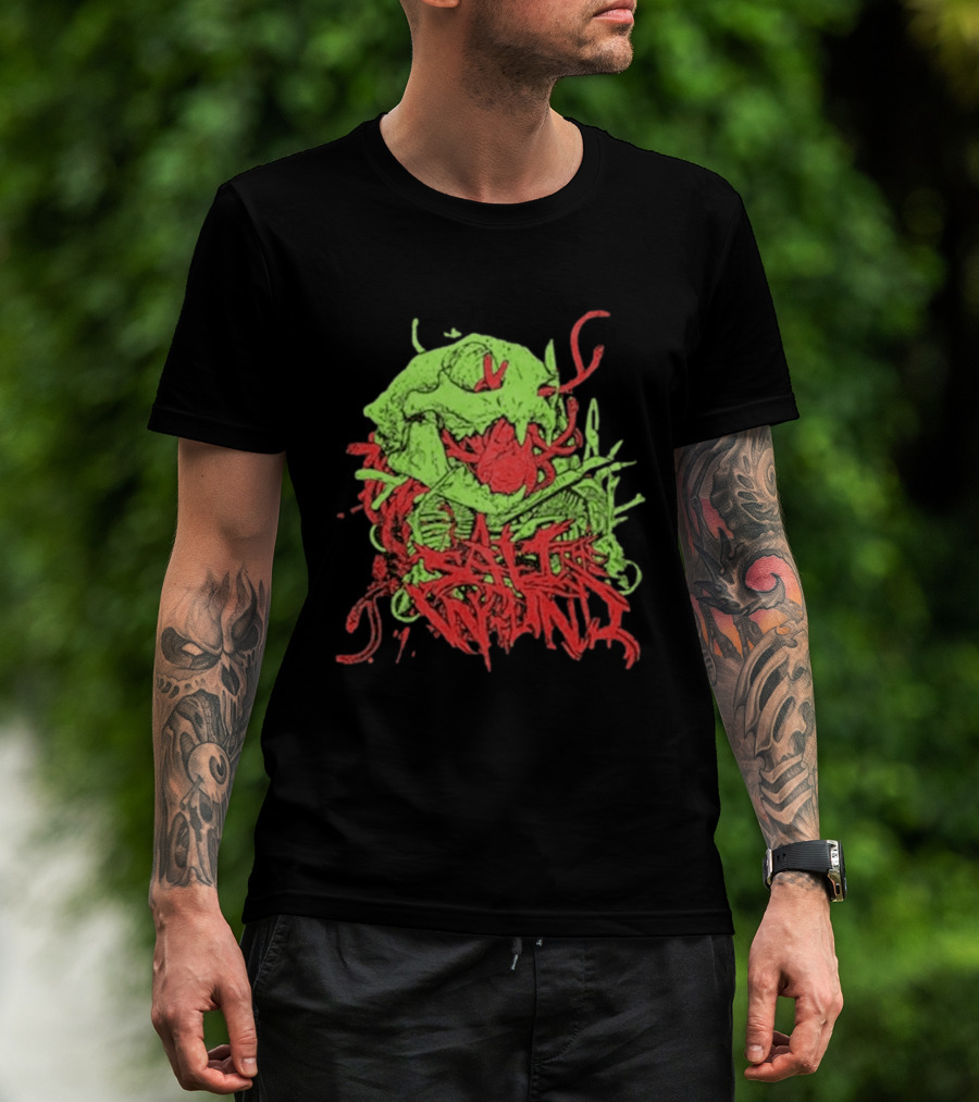 Boot And Annoy Skull Acid Green Red T-Shirt