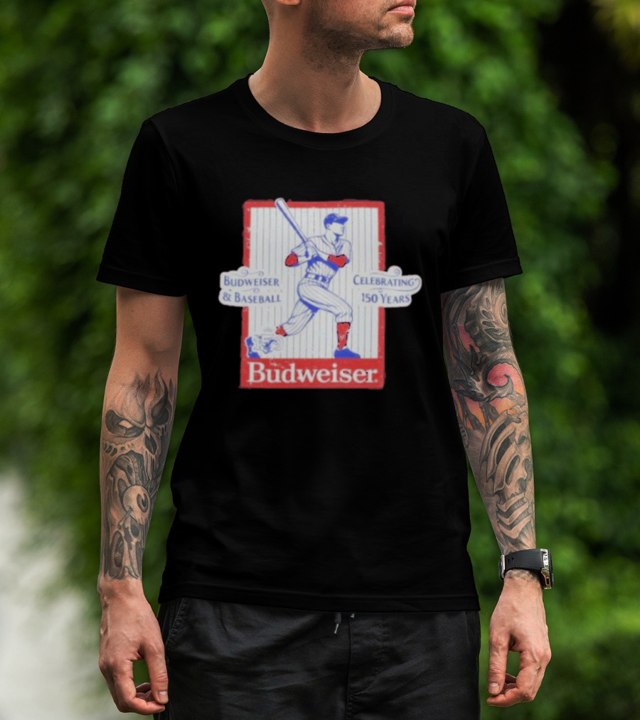 Budweiser Baseball Celebrating 150 Years Vintage Iconic Batter T-Shirt